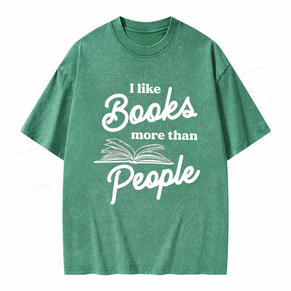 Pagewings Books More Than People Unisex Tee Unisex Washed T-shirt