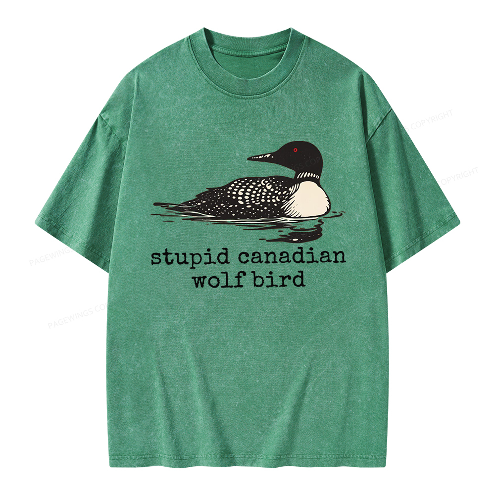 Pagewings Stupid Canadian Wolf Bird Unisex Washed T-shirt