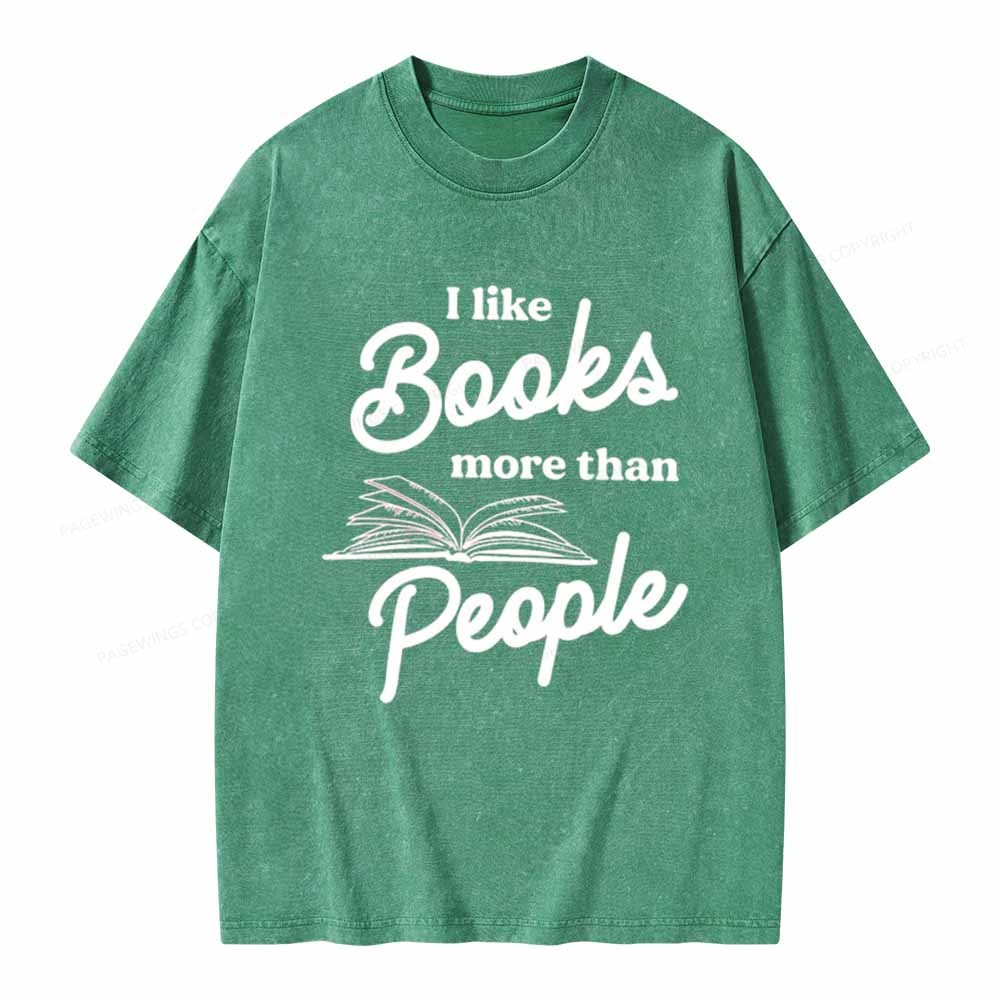 Pagewings Books More Than People Unisex Tee Unisex Washed T-shirt