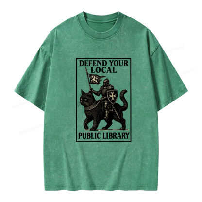 Pagewings Defend Your Local Library Unisex Washed T-shirt