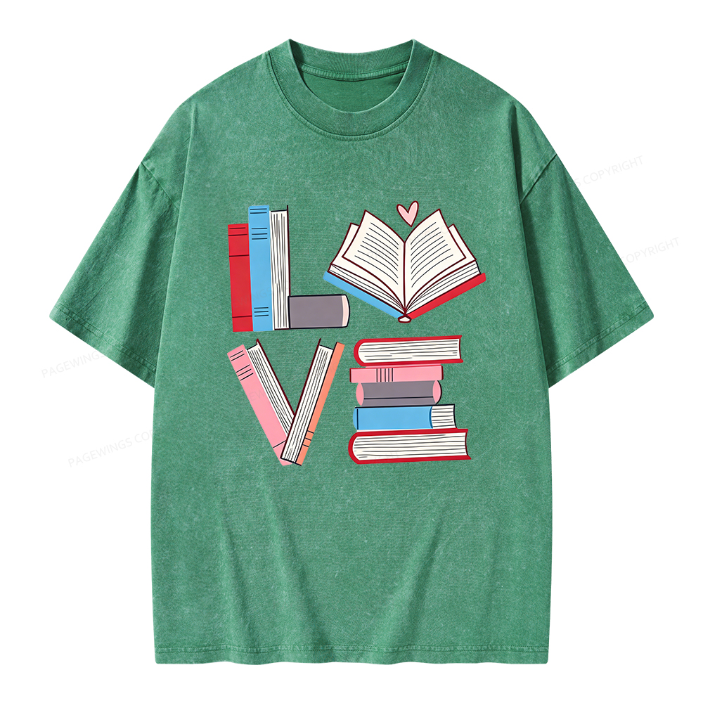Pagewings  Books Lovers Valentines Unisex Washed T-shirt