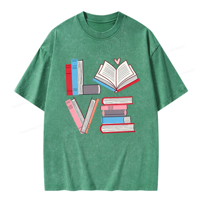 Pagewings  Books Lovers Valentines Unisex Washed T-shirt