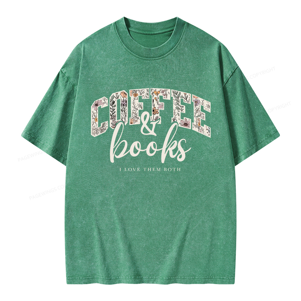 Pagewings Coffee And Books Unisex Washed T-shirt