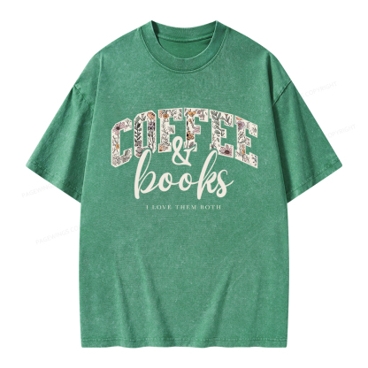 Pagewings Coffee And Books Unisex Washed T-shirt