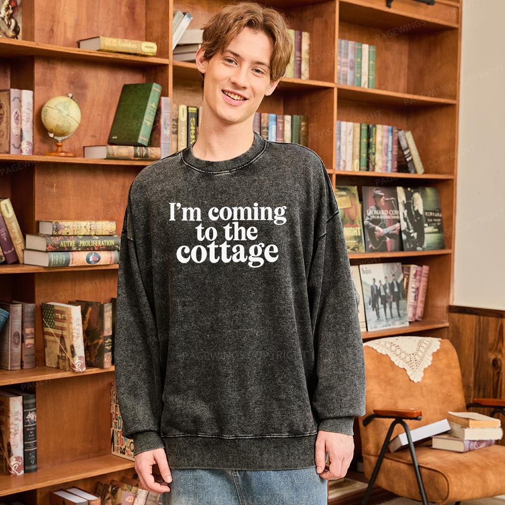 Pagewings I'm Coming To The Cottage Unisex Washed Sweatshirt