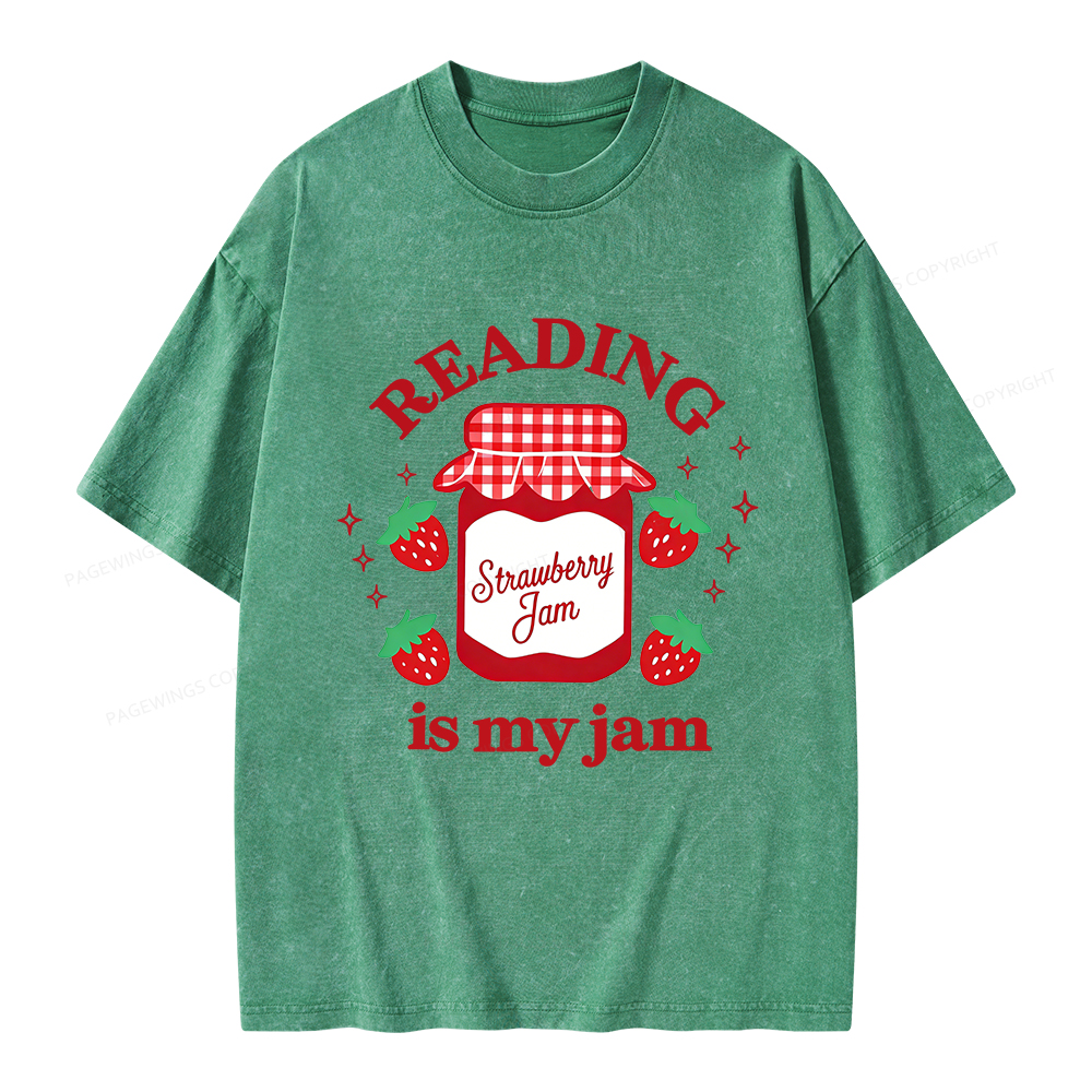 Pagewings Valentines Day Reading is My Jam Unisex Washed T-shirt