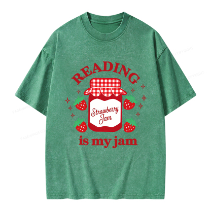 Pagewings Valentines Day Reading is My Jam Unisex Washed T-shirt
