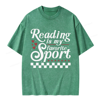 Pagewings Reading Is My Favorite Sport Unisex Washed T-shirt