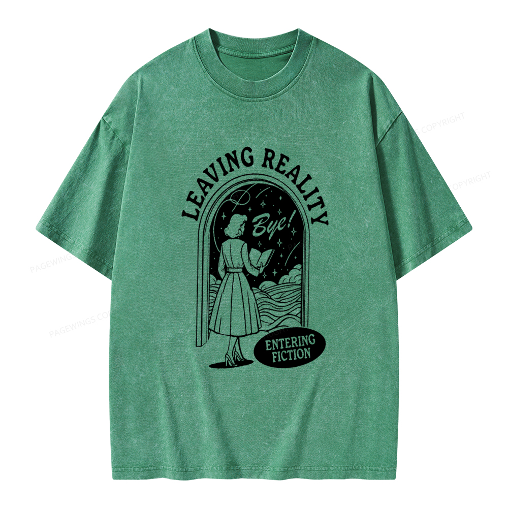 Pagewings Leaving Reality Entering Fiction Shirt Unisex Washed T-shirt