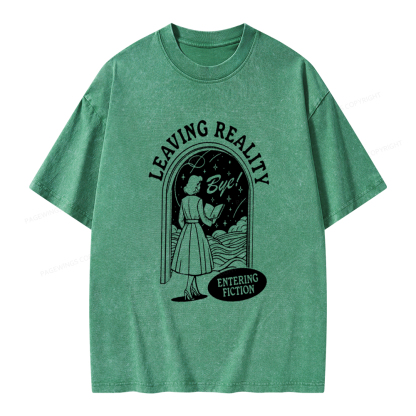 Pagewings Leaving Reality Entering Fiction Shirt Unisex Washed T-shirt