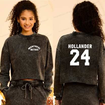 Pagewings Romance Fan Washed Crop Sweatshirt