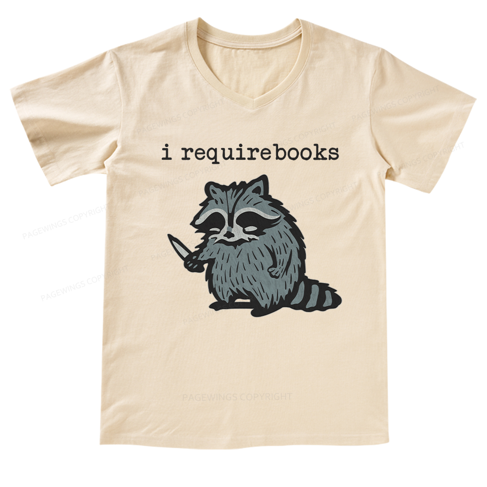 Pagewings I Require Books V-neck T-shirt