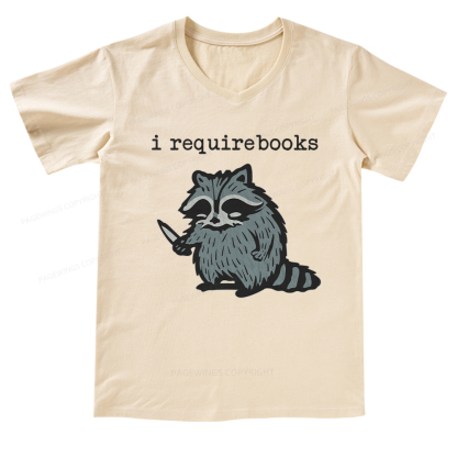 Pagewings I Require Books V-neck T-shirt