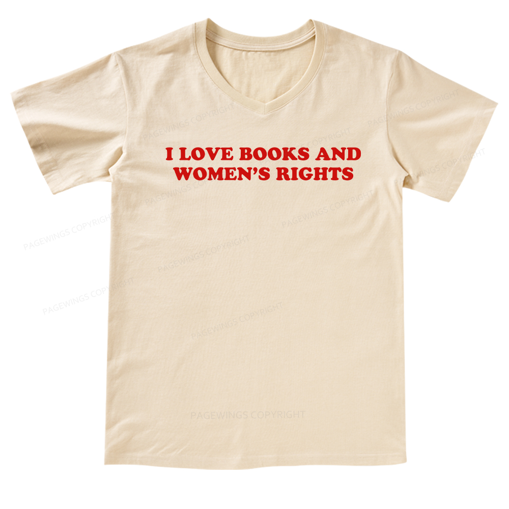 Pagewings I Love Books And Women's Rights V-neck T-shirt