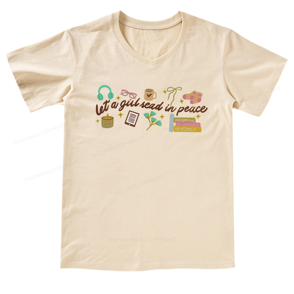 Pagewings Let a Girl Read in Peace V-neck T-shirt