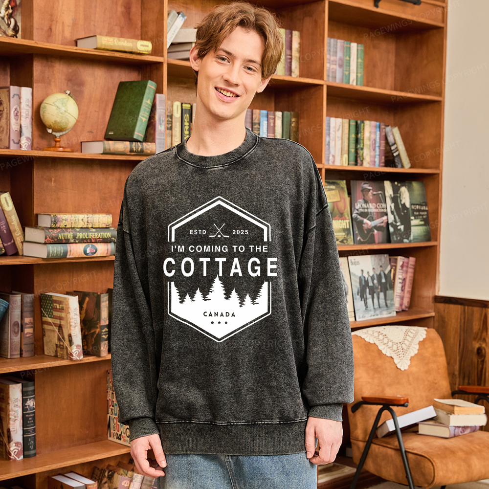 Pagewings Coming To The Cottage Unisex Washed Sweatshirt