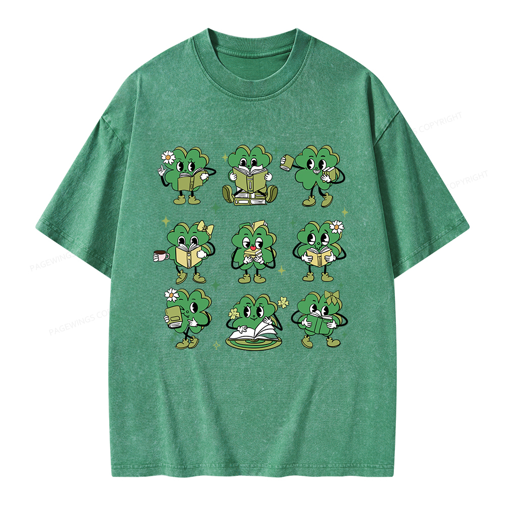 Pagewings St Patrick Day Reading Unisex Washed T-shirt