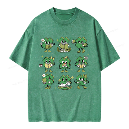 Pagewings St Patrick Day Reading Unisex Washed T-shirt