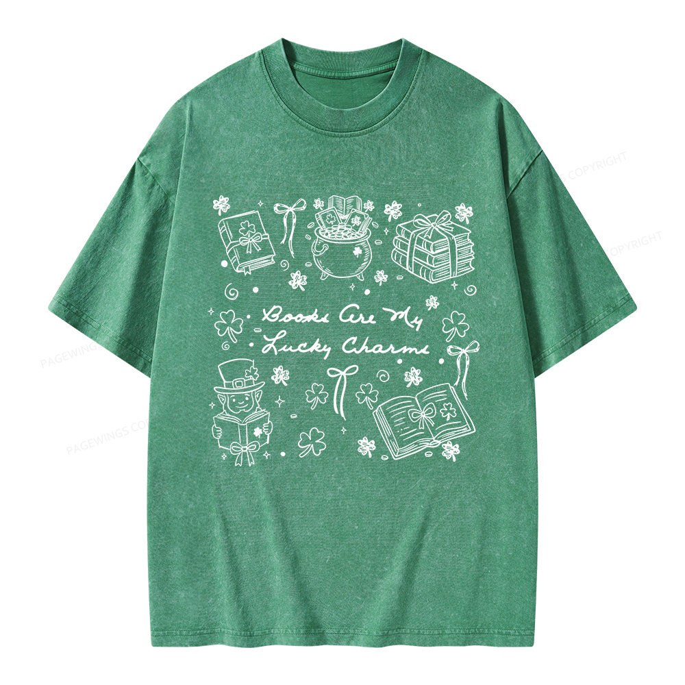 Pagewings St. Patrick’s Day Book Lover Unisex Washed T-shirt