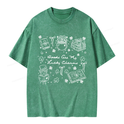 Pagewings St. Patrick’s Day Book Lover Unisex Washed T-shirt