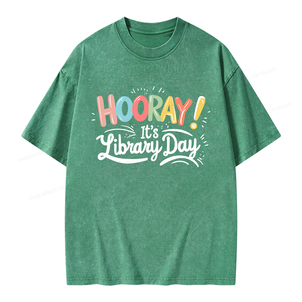 Pagewings Library Day Unisex Washed T-shirt