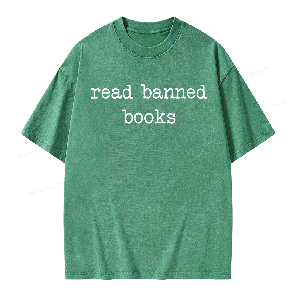 Pagewings Read Banned Books Unisex Washed T-shirt