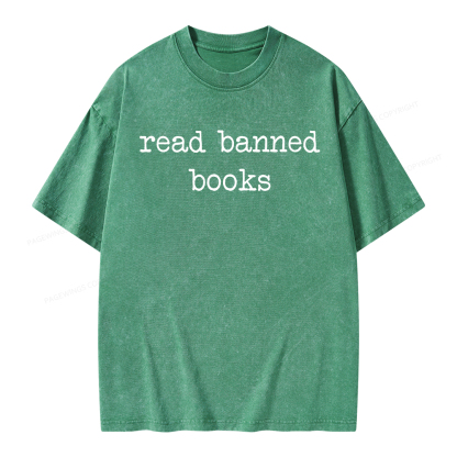 Pagewings Read Banned Books Unisex Washed T-shirt