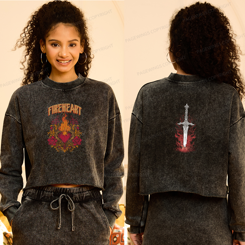 Pagewings Fireheart Washed Crop Sweatshirt