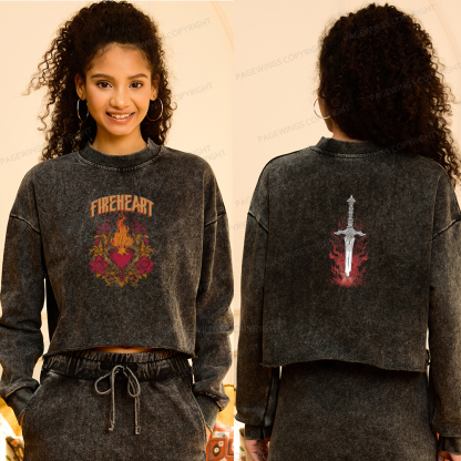 Pagewings Fireheart Washed Crop Sweatshirt