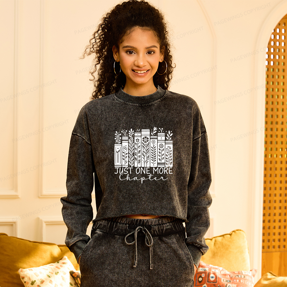 Pagewings Just One More Chapter Washed Crop Sweatshirt