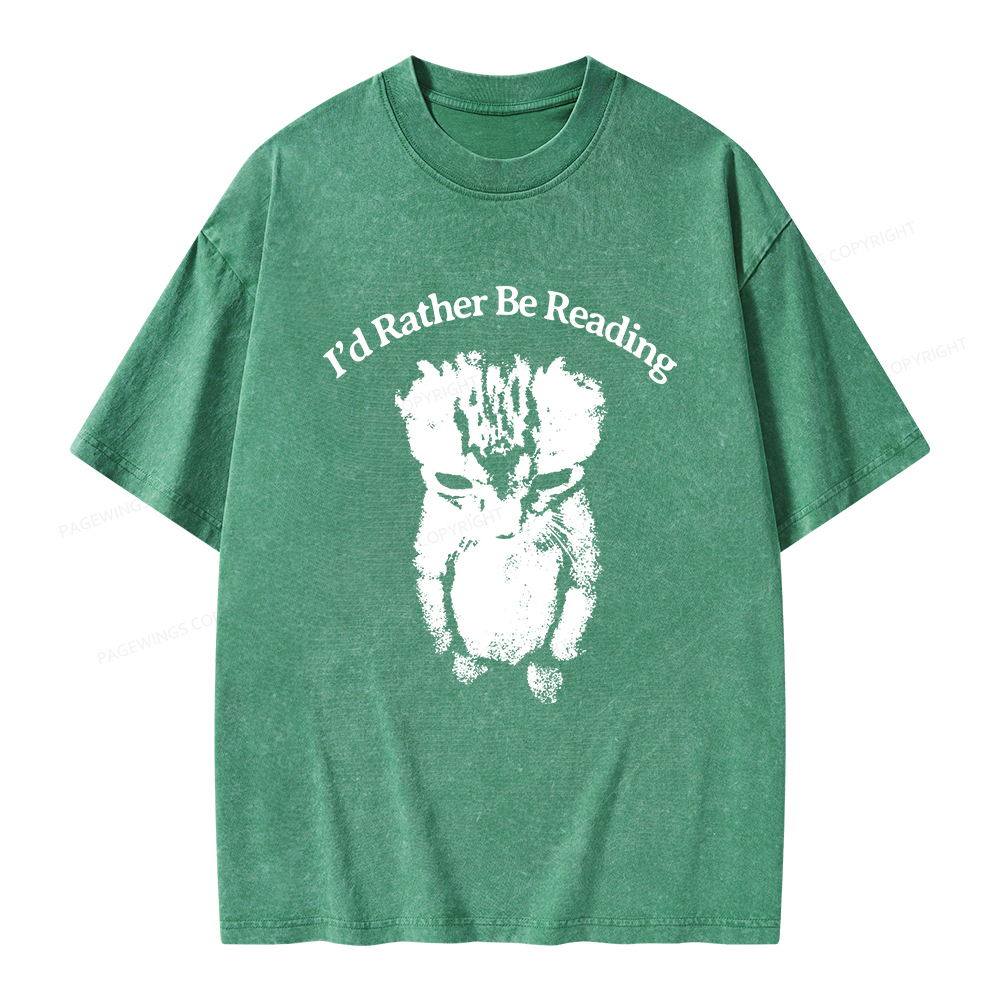 Pagewings I’d Rather Be Reading Unisex Washed T-shirt