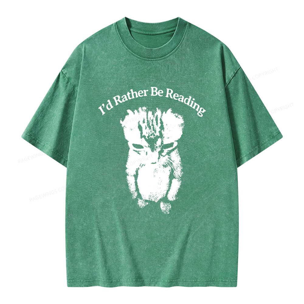 Pagewings I’d Rather Be Reading Unisex Washed T-shirt