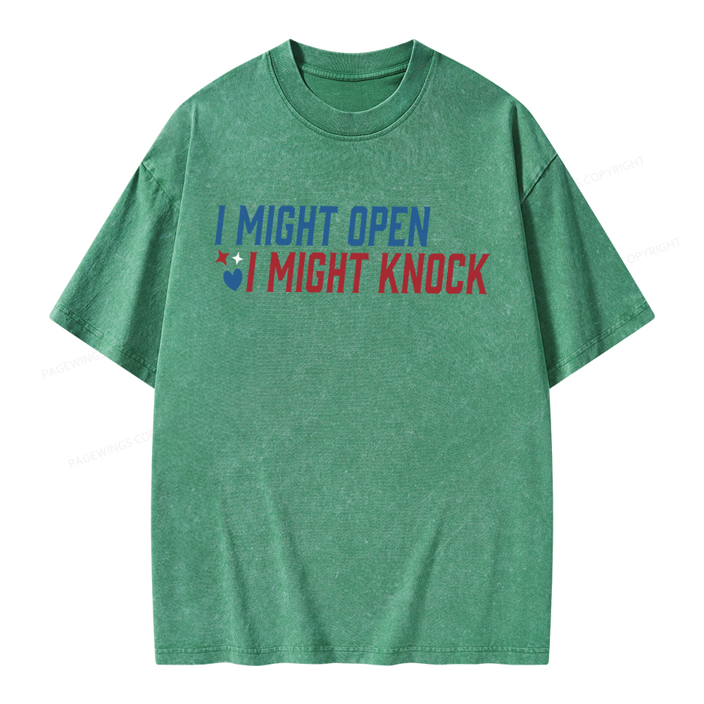 Pagewings I Might Knock Unisex Washed T-shirt