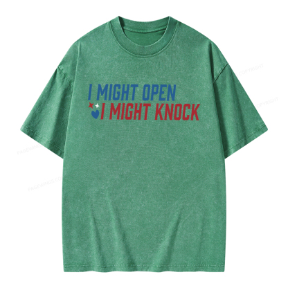 Pagewings I Might Knock Unisex Washed T-shirt