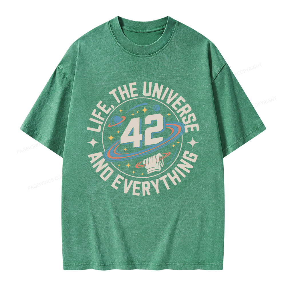 Pagewings Life The Universe And Everything Unisex Washed T-shirt