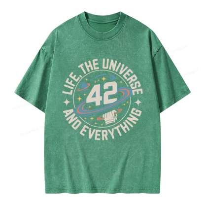 Pagewings Life The Universe And Everything Unisex Washed T-shirt