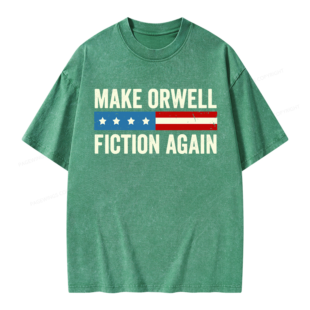Pagewings Make Orwell Fiction Again Unisex Washed T-shirt