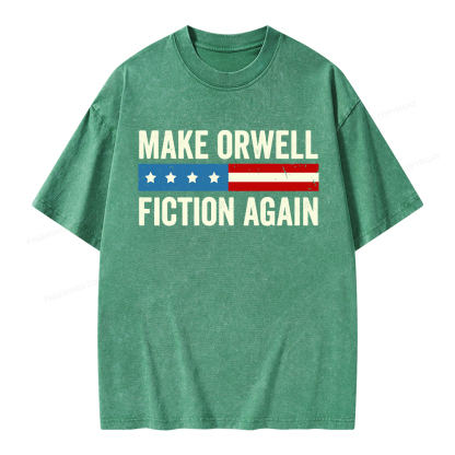 Pagewings Make Orwell Fiction Again Unisex Washed T-shirt