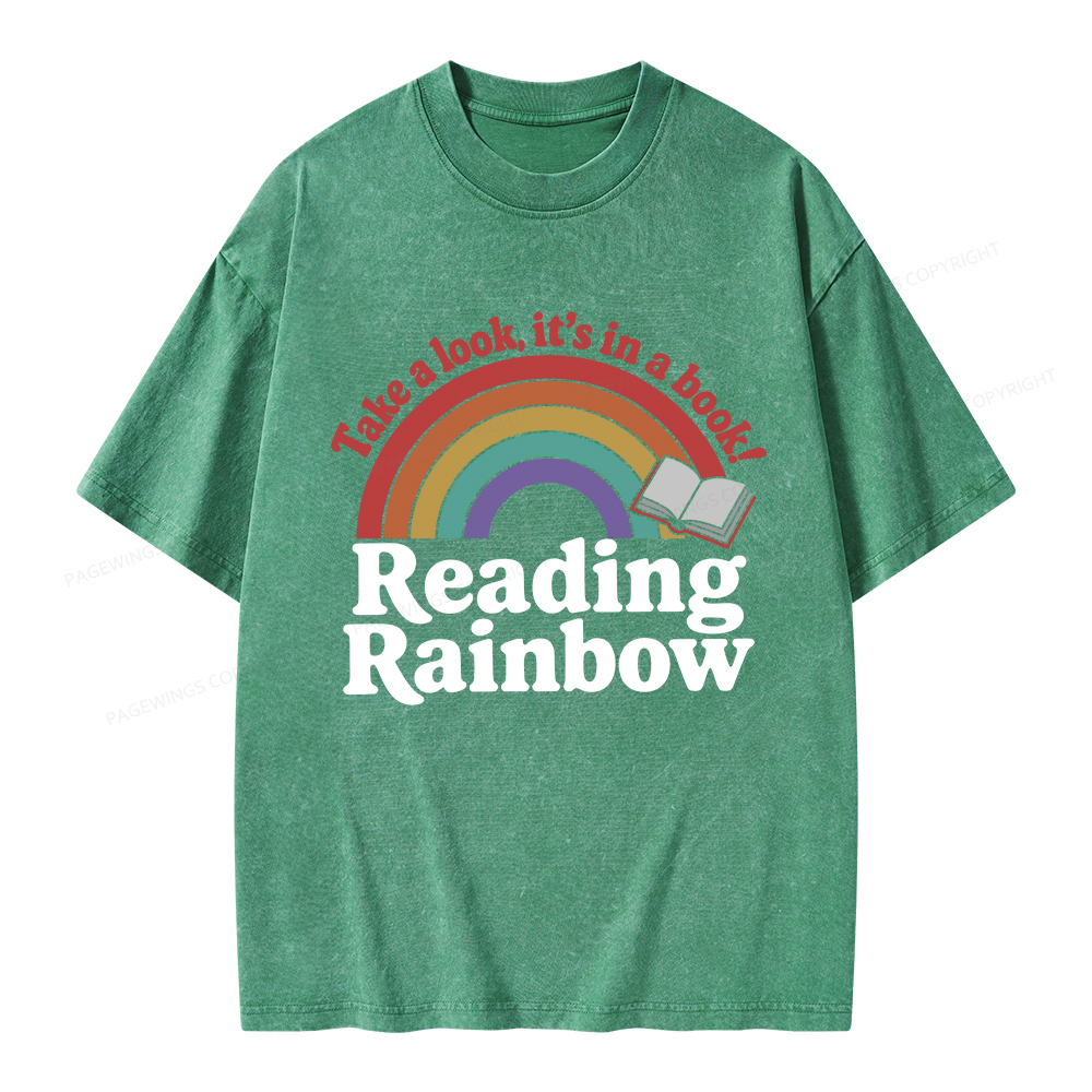 Pagewings Reading With Rainbow Unisex Washed T-shirt