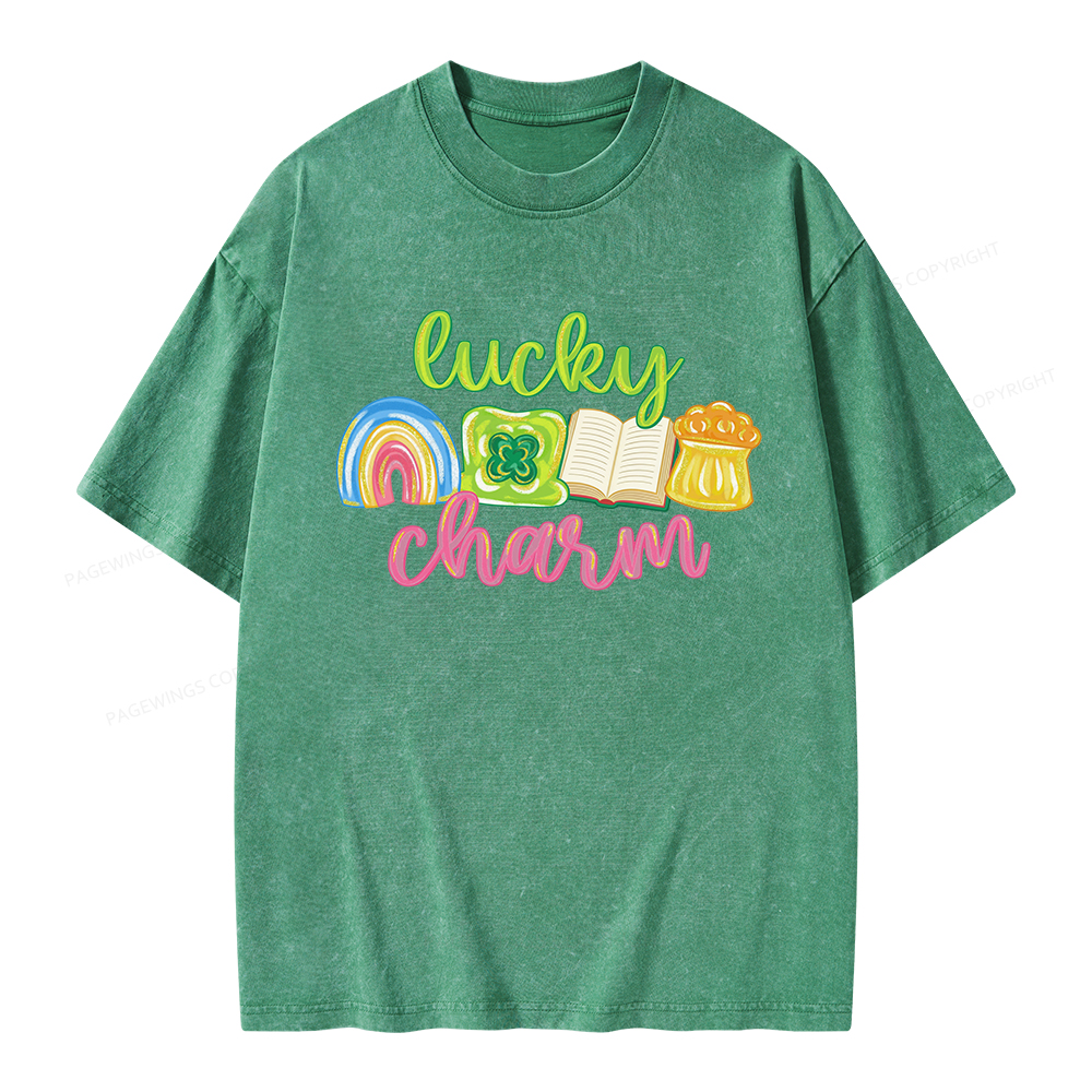 Pagewings St Patricks Lucky Unisex Washed T-shirt