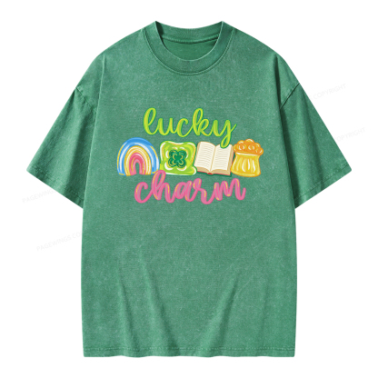 Pagewings St Patricks Lucky Unisex Washed T-shirt