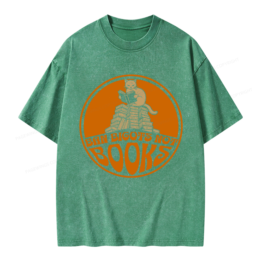 Pagewings Ban Bigots Not Books Unisex Washed T-shirt