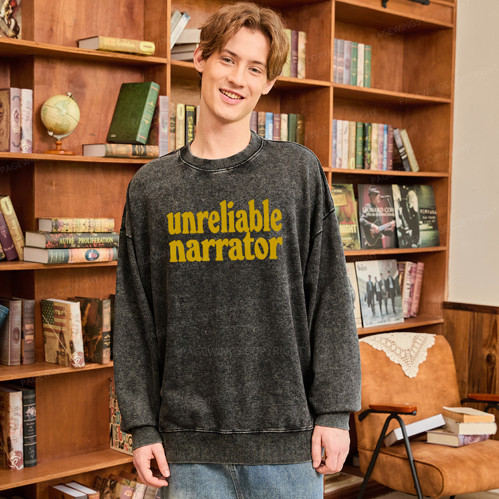 Pagewings Unreliable Narrator Unisex Washed Sweatshirt