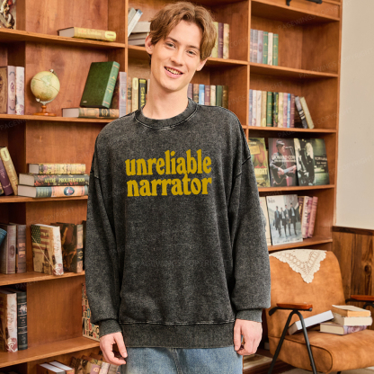 Pagewings Unreliable Narrator Unisex Washed Sweatshirt
