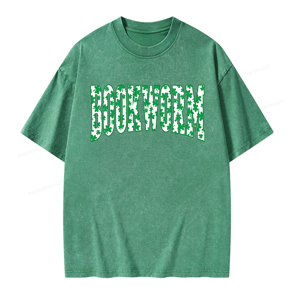 Pagewings St. Patricks Day Bookworm Unisex Washed T-shirt
