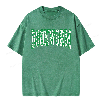 Pagewings St. Patricks Day Bookworm Unisex Washed T-shirt