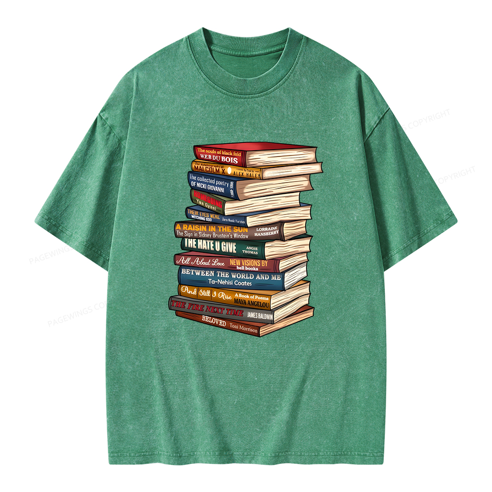 Pagewings Black History Month Books Unisex Washed T-shirt