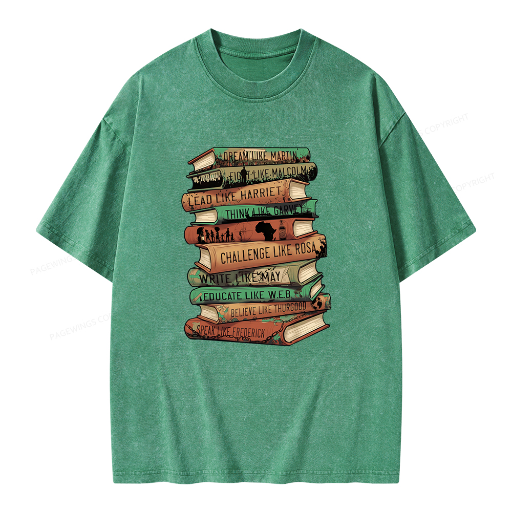 Pagewings Black History Month Books Unisex Washed T-shirt