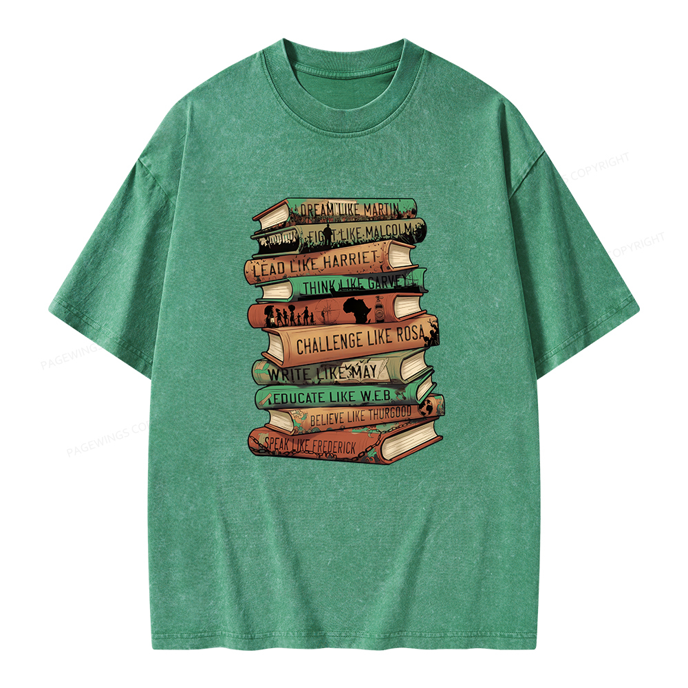 Pagewings Black History Month Books Unisex Washed T-shirt