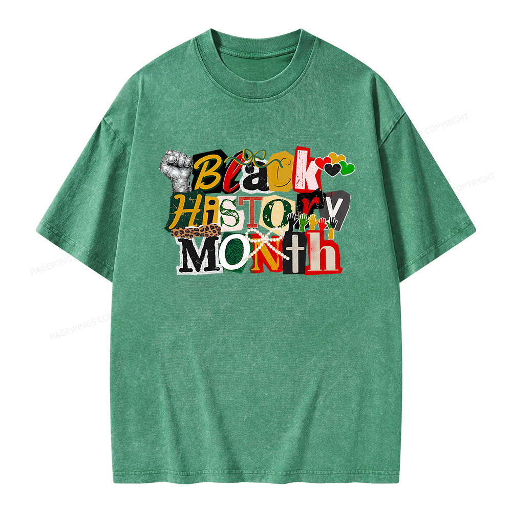 Pagewings Black History Month Unisex Washed T-shirt